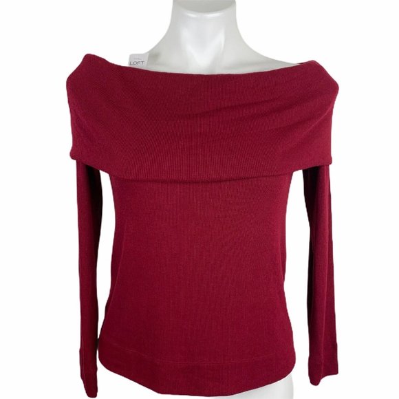 LOFT Tops - LOFT blouse Berry Off Shoulder Stretch Women Shirt. Size Large. NWT